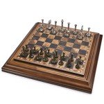 Wooden Chess Set with Metal Pieces – 14 Inches