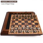 Wooden Chess Set with Metal Pieces – 14 Inches