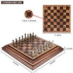 Wooden Chess Set with Metal Pieces – 14 Inches