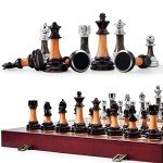 Large Wooden Folding Chess Set with Weighted Pieces