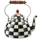 Chic Black-and-White Chess Tea Kettle, 3 Quarts