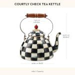 Chic Black-and-White Chess Tea Kettle, 3 Quarts