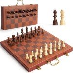Magnetic Wooden Chess Set with Handle - 15.5 Inch