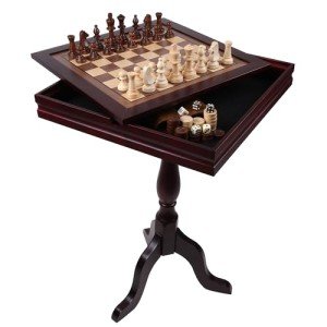 Wooden 3-in-1 Chess, Checkers, Backgammon Table Set