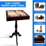 Wooden 3-in-1 Chess, Checkers, Backgammon Table Set
