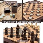 Wooden 3-in-1 Chess, Checkers, and Backgammon Table
