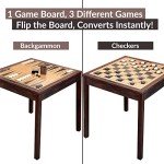 Wooden 3-in-1 Chess, Checkers, and Backgammon Table