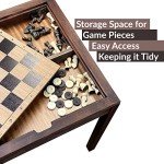 Wooden 3-in-1 Chess, Checkers, and Backgammon Table