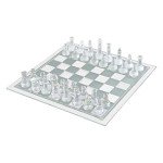 8'' Solid Glass Chess Set with Crystal Board