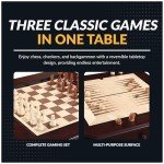 Hathaway 3-in-1 Chess, Checkers & Backgammon Table Set
