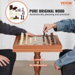 3-in-1 Wooden Chess, Checkers, Backgammon Table