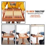 3-in-1 Wooden Chess, Checkers, Backgammon Table