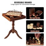 3-in-1 Wooden Chess, Checkers, Backgammon Table