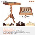 3-in-1 Wooden Chess, Checkers, Backgammon Table