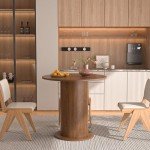 Modern Walnut Round Dining Table for 2
