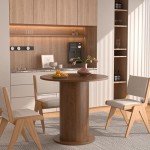 Modern Walnut Round Dining Table for 2