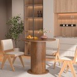 Modern Walnut Round Dining Table for 2