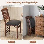 Giantex Foldable Wooden Dining Chairs Set of 2