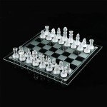8'' Solid Glass Chess Set with Crystal Board