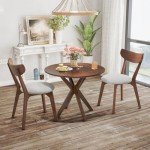 Mid-Century Round Dining Table Set for 2