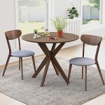 Mid-Century Round Dining Table Set for 2