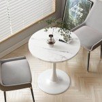 Modern Marble Round Chess Table - 24 Inch