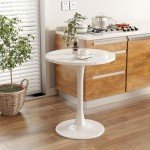 Modern Marble Round Chess Table - 24 Inch