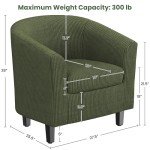 Set of 2 Dark Green Upholstered Barrel Chairs