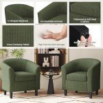 Set of 2 Dark Green Upholstered Barrel Chairs
