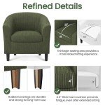 Set of 2 Dark Green Upholstered Barrel Chairs