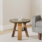 Rustic Chess Board Table for Living Room