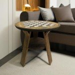 Rustic Chess Board Table for Living Room