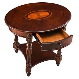 Solid Wood Oval End Table with Drawer