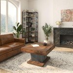 Rustic Brown & Black Chess Table for Living Room