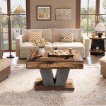 Rustic Brown & Black Chess Table for Living Room