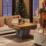 Rustic Brown & Black Chess Table for Living Room