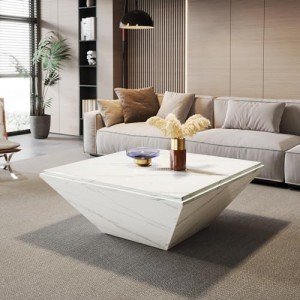 Modern Square Faux Marble Coffee Table - 35.43 Inch
