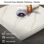 Modern Square Faux Marble Coffee Table - 35.43 Inch