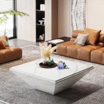 Modern Square Faux Marble Coffee Table - 35.43 Inch