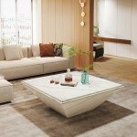 Modern Square Faux Marble Coffee Table - 35.43 Inch