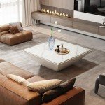 Modern Square Faux Marble Coffee Table - 35.43 Inch