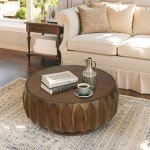 Walnut Drum Coffee Table for Chess Sets