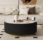 Luxury Round Coffee Table with Storage Drawers