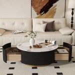 Luxury Round Coffee Table with Storage Drawers