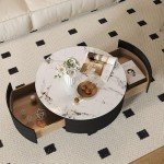 Luxury Round Coffee Table with Storage Drawers