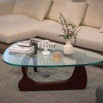 Modern Triangle Coffee Table with Glass Top