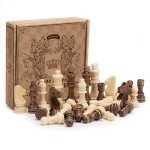 Wooden Staunton Chess Pieces with Storage Bag
