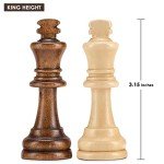 Wooden Staunton Chess Pieces with Storage Bag