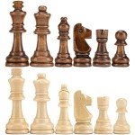 Wooden Staunton Chess Pieces with Storage Bag