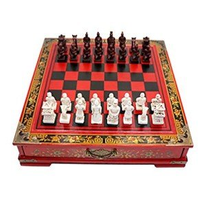 15-Inch Wooden Terracotta Warriors Chess Set